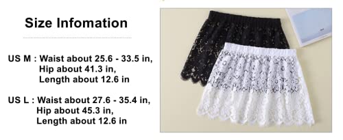 Bouya Women's Shirt Floral Lace Skirt Half Sheer Elastic Extender Adjustable Plus Size Layered Fake Top Lower Half Slip Skirt (As1, Alpha, L, Plus, Regular, Floral White, Us L (Asia Plus Size)) #TOP1