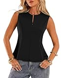 APRRAIN Peplum Tank Tops for Women Dressy Business Casual Work Sleeveless Blouse Summer Office Suit Vest Top Shirts 2026 Trendy Outfits Professional Clothes Black