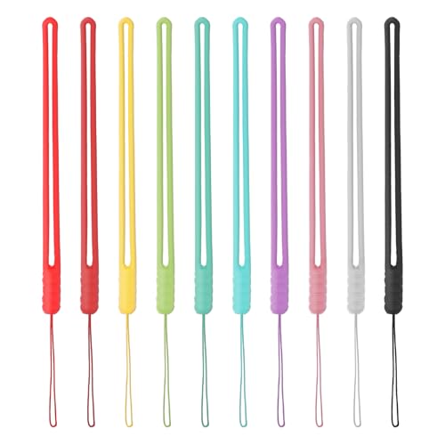 Trinkrittey 10 Pcs Silicone Wrist Lanyard Anti-Loss Hand Wrist Strap Short Small Wrist Lanyards Colorful Wrist Lanyard for Mobile Phones Camera Keychains