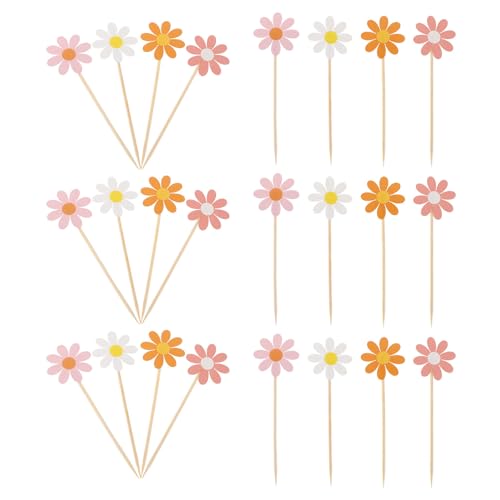 BESPORTBLE 40 piezas Pinchos Decorativos para Tartas con Flores Surtidas Topes para Cupcakes y Postres para Fiestas de Cumpleaños y Decoración Creativa de Mesas de Dulces