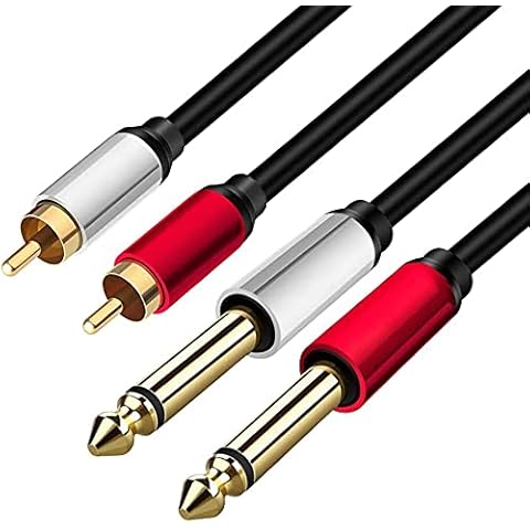 Yeung Qee 2 x 6.35 mm to 2 RCA Stereo Audio Interconnect Cable,Dual 1/4 inch TS Stereo Jack Male to 2 RCA Male Stereo Audio Cable Splitter Adapter Cable (1.5M) Cover