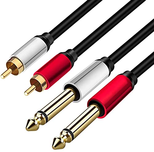 Yeung Qee 2 x 6.35 mm to 2 RCA Stereo Audio Interconnect Cable,Dual 1/4 inch TS Stereo Jack Male to 2 RCA Male Stereo Audio Cable Splitter Adapter Cable (3M)