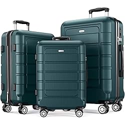 Conjunto Maletas Viaje SHOWKOO Juego de Maletas de Viaje 3 Piezas Rígidas ABS+PC Ampliable Maleta Trolley Cabina Ligero Duradero con 4 Ruedas Dobles Giratorias y Cerradura TSA (M L XL- Verde)