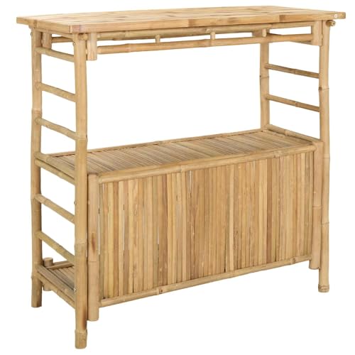 vidaXL Table de bar extérieure Naturel 110 x 50 x 105 cm Bambou, Table de bar tendance, résistante, pour l'extérieur, parfaite pour soirées d’été,...