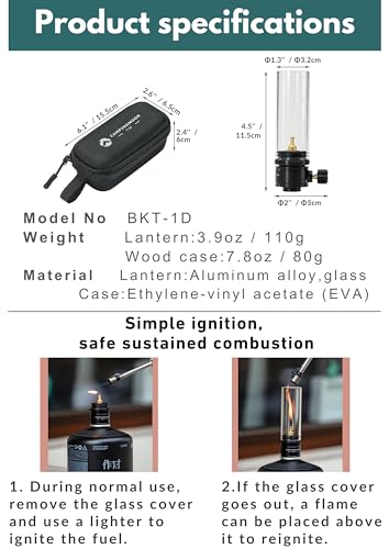 Image of CAMPINGMOON Gas Candle Lantern for EN417 Canisters with EVA Case (Black) | Soft gas candle flame for outdoor dining and camp tables