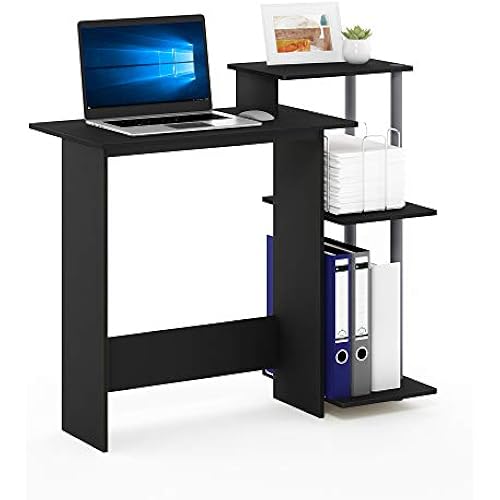 Furinno EFFICIENT Desk, 28.6" Wide Gaming Desk with 3 Open Side Shelves, Laptop Notebook Computer Desk, Office Desk for Home Office, Study Room, Dorm, Bedroom, Black