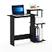 Furinno Efficient Home Laptop Notebook Computer Desk with Square Shelves, Black/Grey