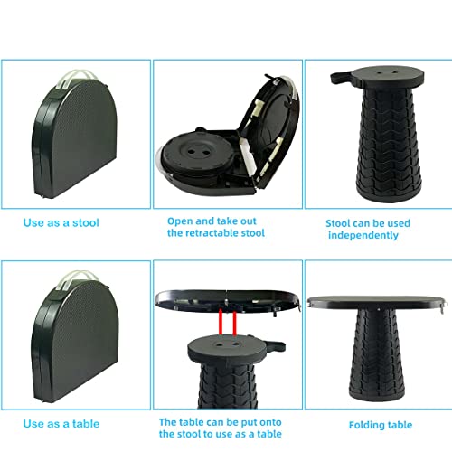Image of Portable Folding Table and Stool 2 in 1, Lightweight Collapsible Table for Camping Picnic Beach, Small Foldable Table for Party