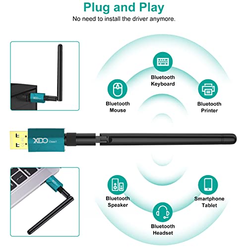 Long Range Usb Bluetooth 5.3 Adapter For Pc Real Plug & Play Class 1 Bluetooth Dongle Edr 328Ft/100M Wireless Transfer Transmitter Receiver For Bluetooth Support Win11/10/8.1 (Green-01) #TOP3