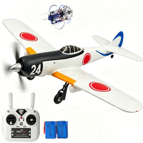 690MM 27.16Inch Remote Controlled Plane Airplane for Beginners Adults Expert A6M Zero-Fighter 4-Channel Brushless Motor Hobby RC Glider 3D Aerobatic / 6G Gyro Xpilot 1/16 (White 2-Battery RTF)