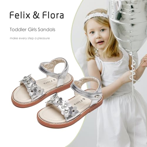 Image of Felix & Flora Toddler Girl Sandals - Little Girl Easter Dress Shoes Lightweight Open Toe Beach Holiday Flats