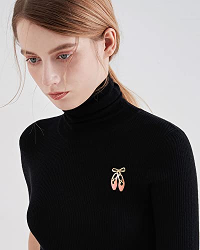 Image of Ballet Shoes Brooches Pins Delicate Brooch Classic for Party Dance Performance Banquet for Women Ladies Teen Girls Dainty Elegant Lapel Pins Dress Suit Shirt Ceremony Clothes Accessories Jewelry Valentine's Day Decor Christmas Birthday Daughter Gifts