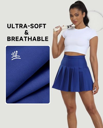 Image of Girls Pleated Skirts Tennis Skirt with Shorts High Waisted Mini Skort