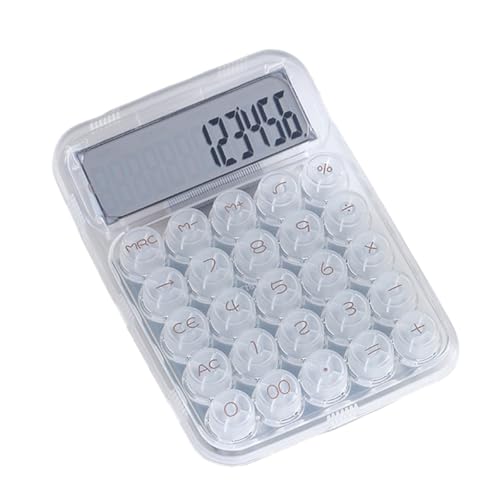 Calculatrice Scientifique Grand Écran, 12 Chiffres, Design Transparent, Touches Souples, pour Bureau, Comptabilité et Études, Piles AAA Non Incluses, Blanc