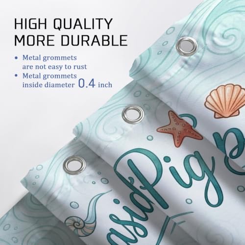 Rideau de douche baignoire imperméable étoiles de mer et cochons - 8
