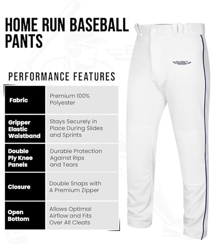 Exxact Sports Calça de beisebol masculina Home Run – Comprimento total, ajuste semirelaxado, calça d