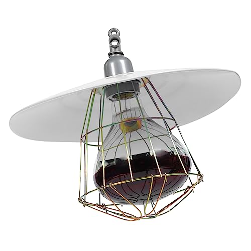 VILLFUL Livestock Heating Lamp Cage Light Metal Mesh Shade and Ceramic Socket, 250w Red Reflective Pet Heating Lamp Accessory for Animal Breeding and Small Pig Warming Random Color