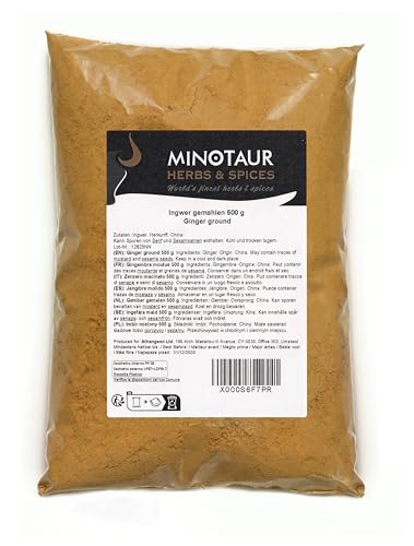 Minotaur Spices | Ingwer gemahlen 2 x 500g (1 Kg), Ingwerpulver, Ingwerwurzel gemahlen, Ginger mild