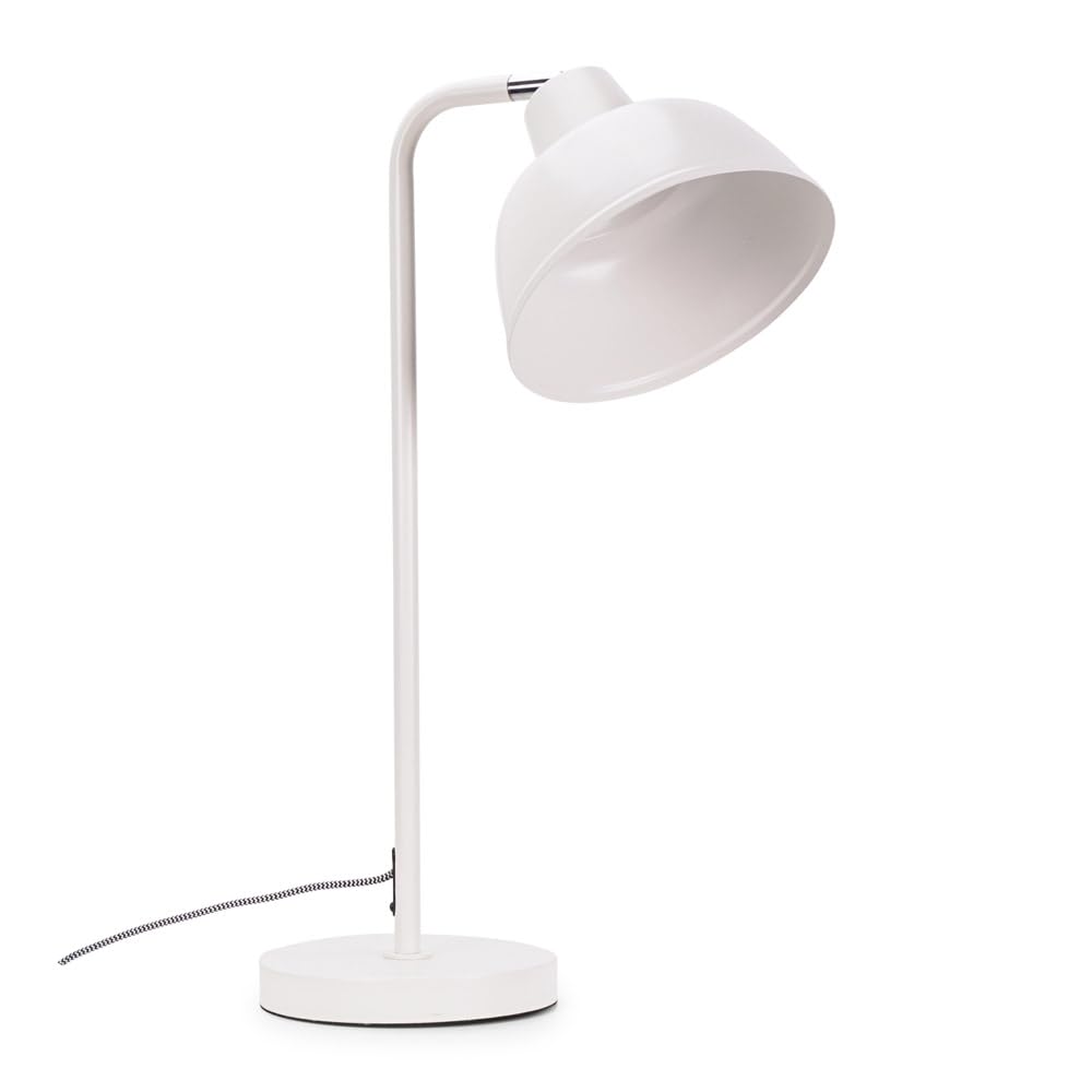 ValueLights | White Metal Stem Table Lamp with Angled Dome Shade | Table Lamps, Home Décor & Improvement Essential