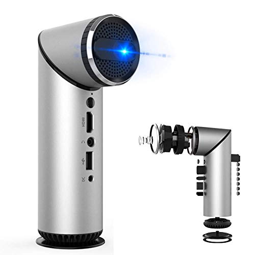 Smart Projector WiFi, 100 Lumen Heimkino-LED-Projektor 1080P und 200"unterstützt, Trapezkorrektur, um 90 ° drehbares Objektiv, Diffuse