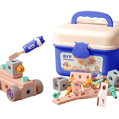Dormlony Kids Tool Set with Screwdriver – 158 PCS Toddler Tool Set, STEM Building Toys for 3-6 Year Old Boys Girls, Pretend Play Kit, Gift for Toddlers (Blue)