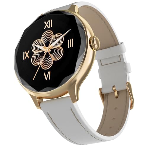 Image of Noise Diva Smartwatch with Diamond Cut dial, Glossy Metallic Finish, AMOLED Display, Mesh Metal and Leather Strap Options, 100+ Watch Faces, Female Cycle Tracker Smart Watch for Women (Pearl White)