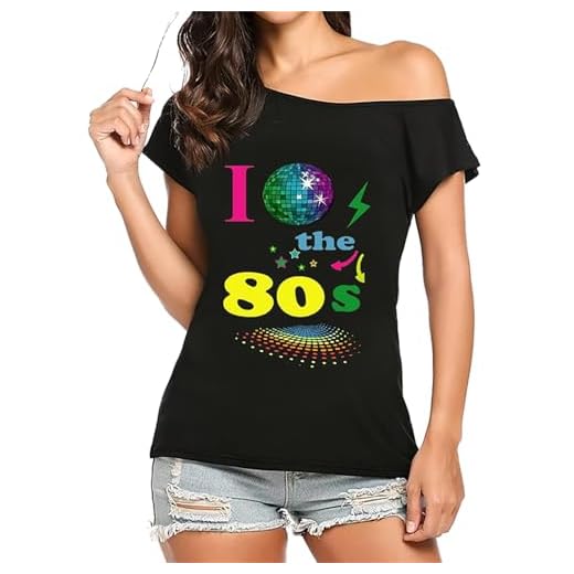 Fashion Sports Dude Camiseta con Estampado I Love 80s Globe para Mujer, Camiseta Sexy Retro para Despedida de Soltera, Disfraz de los años 80 y 90 (FR/ES, Números, 44, 46, Regular, Regular, Black)