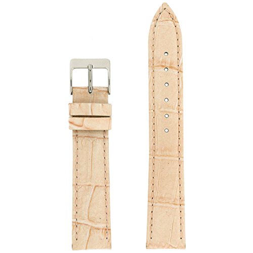 Tech Swiss 18mm Watch Band Champagne Pink Genuine Leather Crocodile Grain