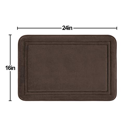 Itsoft Memory Foam Bath Mat Non Slip Absorbent Super Cozy Velvet Bathroom Rug Carpet, Machine Washable, 24 X 16 Inches Chocolate Brown #TOP1