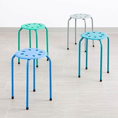 Image of Norwood Commercial Furniture Stacking Stools for Kids and Adults, 17.75 inch Standard Height Portable Nesting Office and Classroom Stools, Contemporary, Pack of 4