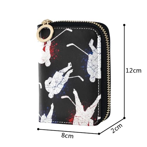 Funny Hockey Players Wallets for Women Small Credit Card Protector RFID Blocking Leather Travel Wallet with Zipper3