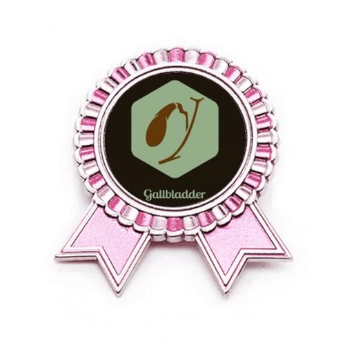 Broche rose vésicule biliaire Art Déco en métal M : pin's anatomie et bijou médical rétro