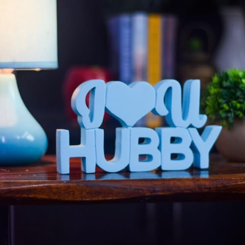 Image of NUKKAD TALES I love you hubby Blue Showpiece Home Decor Items for Bedroom Living Room Decoration Items for Center Table Book Shelf Gift Items for Couples (20.3 x 9.9 x 5 cm)