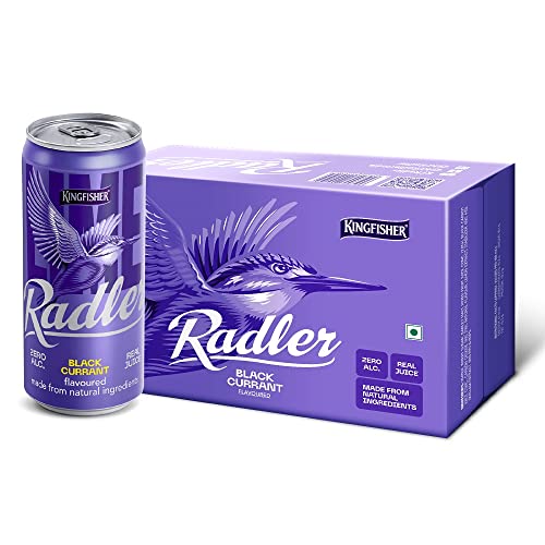 Image of Kingfisher Radler - Black Currant - Non-Alcoholic Malt Drink, Pack of 24 x 300 ml Can