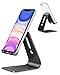 [Updated Solid Version] OMOTON Desktop Cell Phone Stand Tablet Stand, Advanced 4mm Thickness Aluminum Stand Holder Mobile Phone Tablet (up to 10.1 inch), Black