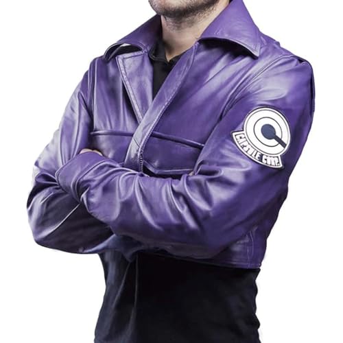 JACKETZONE Mens Future Trunks Costume Biker DB Rider Purple Leather Jacket