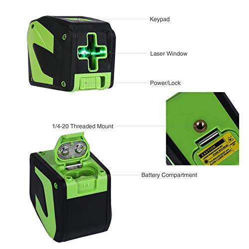 CO-Z Laser Level Green, 180-Degree Cross Line Laser Self Leveling Tool for Hanging Pictures Construction, Self-Leveling Horizontal and Vertical Laser Leveler with Magnet Pivoting Base and Laser Target - Thumbnail 6