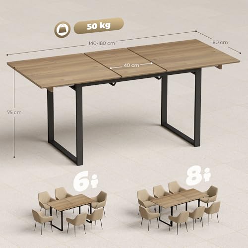Table à manger extensible 140-180cm style industriel HOMCOM