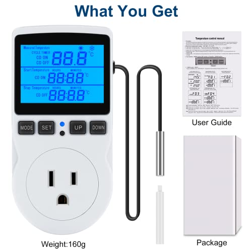 Makerhawk TC816B Digital Temperature Controller Thermostat Timer - Reptile Thermostat Controller Day Night Timer 110V Temperature Controlled Outlet Plug Heating Cooling Control thumb #8