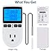 Digital Temperature Controller Thermostat Timer - Reptile Thermostat Controller Day Night Timer 1800W 120V 15A Temperature Controlled Outlet Plug Heating Cooling Control with Sensor （TC816）