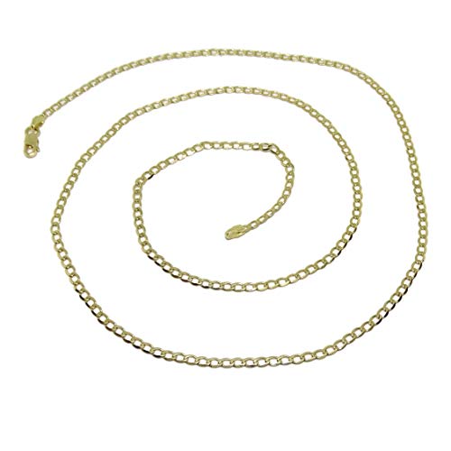 Never Say Never Cadena de oro macizo amarillo para hombre de 18k tipo barbada plana de 2.5mm de ancha y 60cm de larga. 5.40 gr de oro de 18k