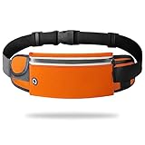 ランニング ポーチ 【揺れない・大容量】ウエストポーチ ペットボトル 水筒ポーチ付き 軽量 スマホ対応 防水 伸縮性 ジョギング メンズ レディース(オレンジ)