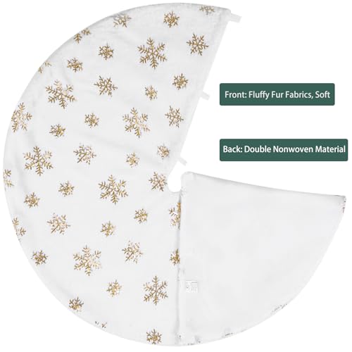 image for HATAOLIFE White Faux Fur Christmas Tree Skirt 24 Inches Small Tree Ski
