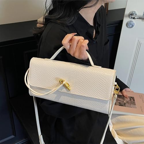 Image of Women Vegan Leather Evening Handbag Crocodile Pattern Handle Clutch Purse Cross Body Envelope Bag