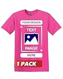 Gildan Camisetas personalizadas - Camiseta unisex personalizada con cuello redondo - Personaliza tu imagen, texto y foto - Hombres Mujeres Adultos, Heliconia, L