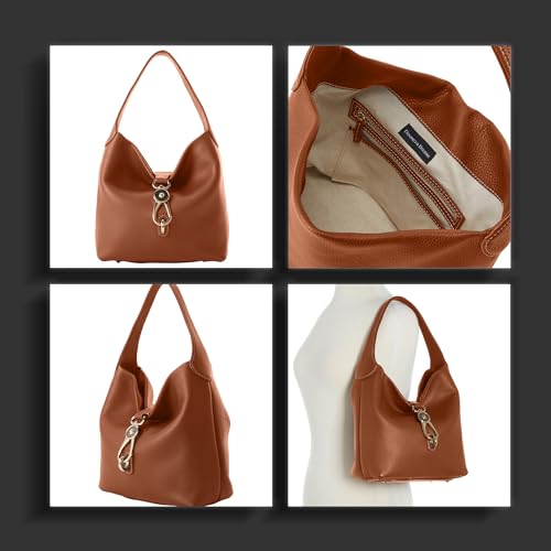 Dooney & Bourke Women's Small Logo Lock Sac Shoulder Bag in Pebble Grain Leather, with Signature Logo Lock Closure, Brown Tmoro4