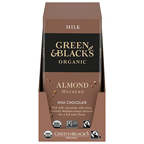 Green & Black's Organic Milk Chocolate Bar with Almonds, 37% Cacao, 10 - 3.17 oz Bars -  Mondelez Global