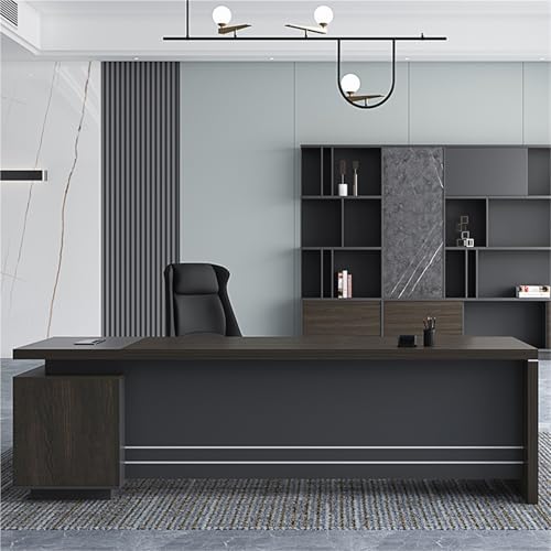 71inch Modern L-Shaped Executive Desk with Password Lock Drawers,Large Office Workstation with Cable Management & File Storage for Home & Corporate Office