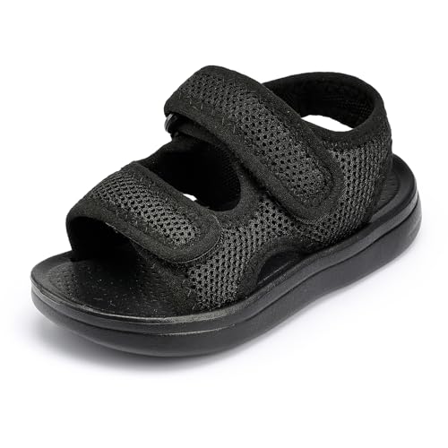 Toddler Summer Slide Sandals for Girls and Boys,Mesh Open Toe,Non-Slip Sole, and Adjustable Straps,Baby Walking Shoes for Kids Ages 1-6