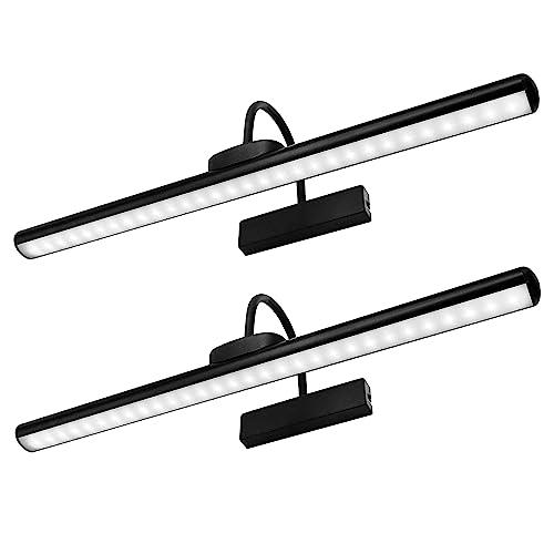 Image of 23 inch Wireless Picture Lights, Rechargeable Battery Art Display Light with Remote Control, Dimmable /Timer Off Dartboard Light, 3 Lighting Modes Full Metal Painting Display Lights(Black-2Pack)